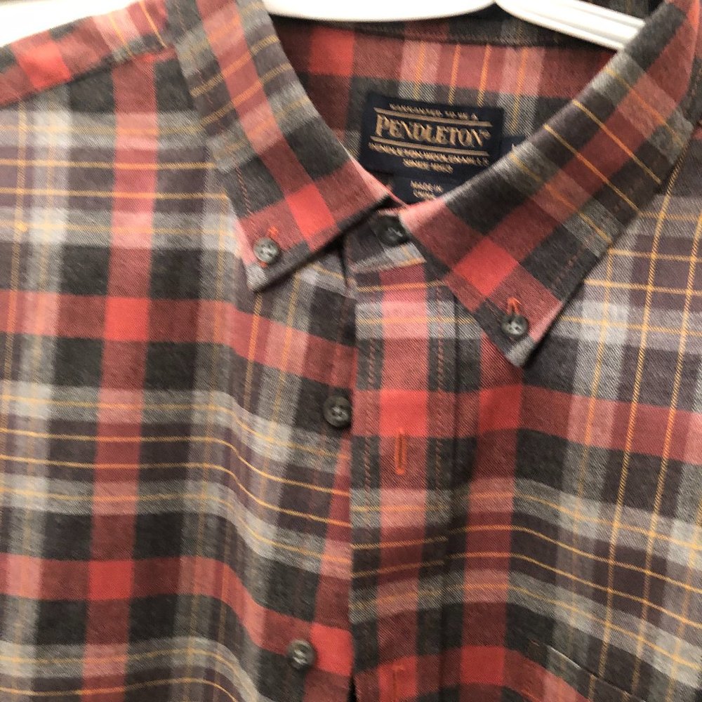 Pendleton Landry Rust And Gray Plaid Button Up Sh… - image 2